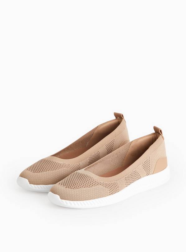 Beige Knitted Ballerina Shoes 3